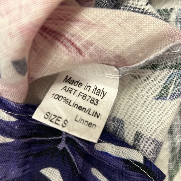 LUNGO L’ARNO linen tropical floral sleeveless made in Italy mini dress small - Picture 6 of 11